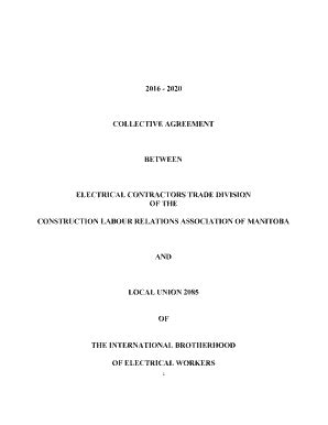 Fillable Online 2016 2020 COLLECTIVE AGREEMENT BETWEEN ... - IBEW 2085 ...