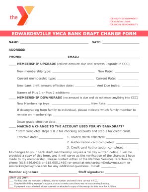 Fillable Online EDWARDSVILLE YMCA BANK DRAFT CHANGE FORM Fax Email ...