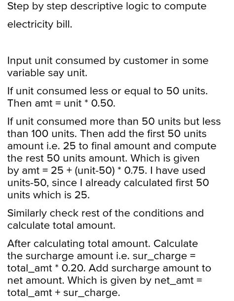 Calculate the electricity bill according to the following. Unit ...