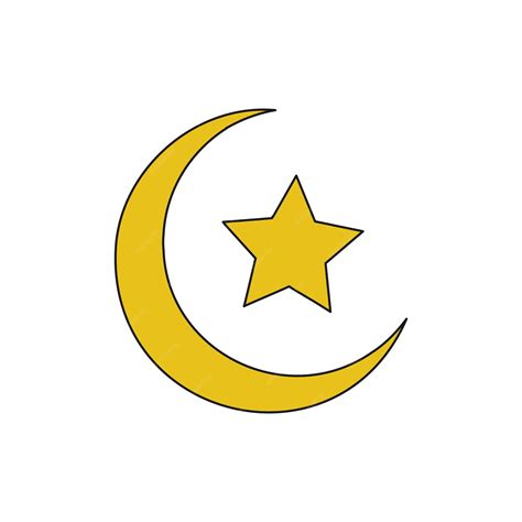 Premium Vector | Crescent moon and star icon