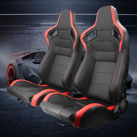 OKLEAD Sports Style 2pcs Set Racing Seats PVC Leather Reclinable Bucket ...