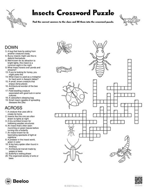 Insect-themed Crossword Puzzles • Beeloo Printable Crafts and ...