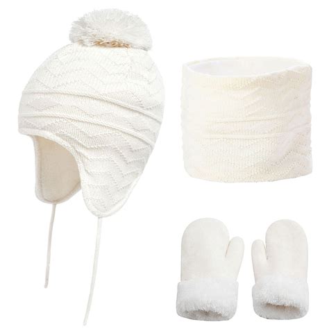 AWZXDE 3 Pcs Set Children Winter Hats For Kids Neck Warmer Gloves Set ...