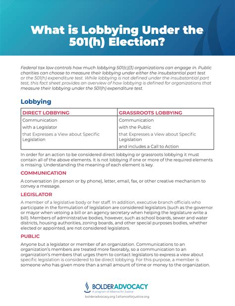 What Is Lobbying Under the 501(h) Election? - Community Commons