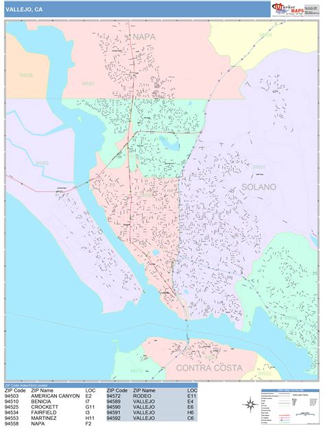 Vallejo California Wall Map (Color Cast Style) by MarketMAPS - MapSales.com