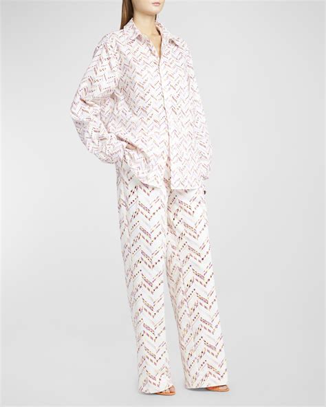 Missoni Chevron Broderie Anglaise Long-Sleeve Collared Shirt | Neiman ...