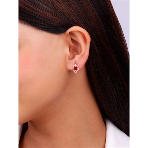 Buy GIVA Sterling Silver Rose Gold Falling Dew in Red Earrings for ...