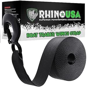 Rhino USA Boat Winch Strap with Hook (2" x 20') - 5,016lb Break ...