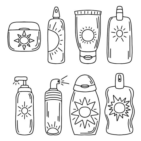 Verzameling van zonnebrandmiddelen in de hand getrokken doodle stijl ...