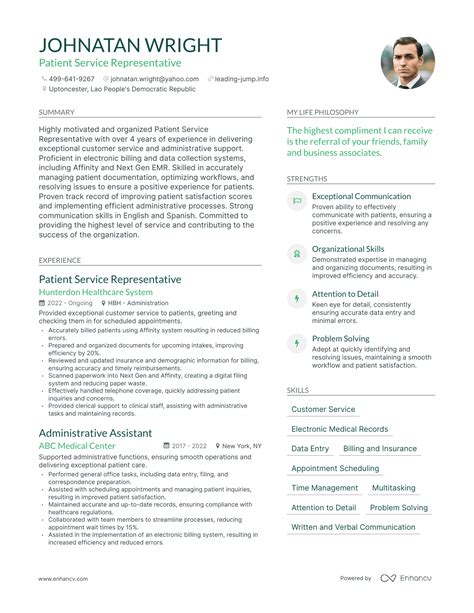 3 Successful Patient Service Representative Resume Examples And Writing Tips for 2024