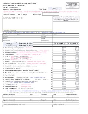 Fillable Online FORM 531 - FINAL EARNED INCOME TAX RETURN Fax Email ...