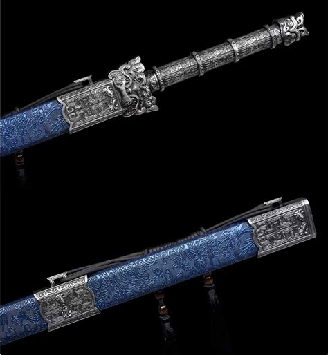 Hand-Forged Square Han Jian – High carbon Steel with Blue Faux Leather ...