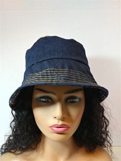 Buy Hat, Reversible Denim/tribal Print Bucket Hat Online in India - Etsy