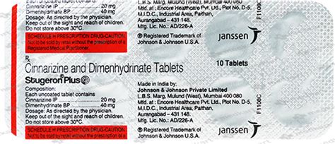 STUGERON PLUS TAB 1X10, Price, Composition & Generic Alternatives - Medkart