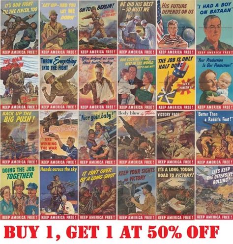 Buy WWII Set Poster Keep America Free propaganda print US Army soldier ...