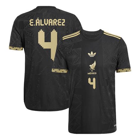 Men's Authentic E.ÁLVAREZ #4 Mexico Gold Cup Third Away Soccer Jersey ...