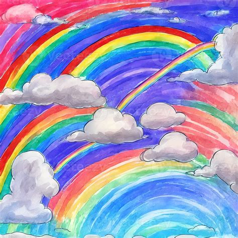 abstract drawing rainbow and cloud, generative art by A.I. 21774161 ...