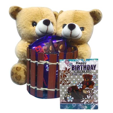 Birthday Combo Gift - Soft Toy Teddy Bear Pen Stand 16 cm, Small ...