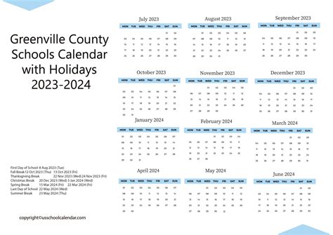Greenville Sc Schools Calendar - US School Calendar