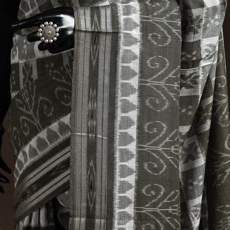 Grey Ikat Handloom Cotton Sambalpuri Saree