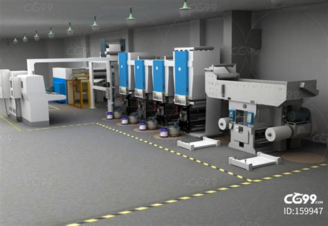 印刷车间 凹版印刷机 印刷流水线 印刷机器 数字印刷机-cg模型免费下载-CG99