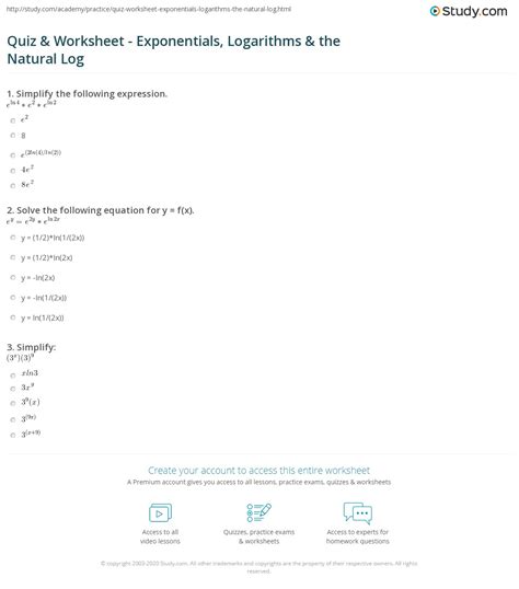 Image result for Natural Log Practice Problems