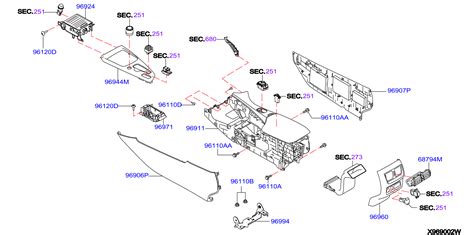 Infiniti I35 Body Console, (RR). Console Box Center. (Rear). WAGON, AUTOGRPH, SENSORY - 96911 ...
