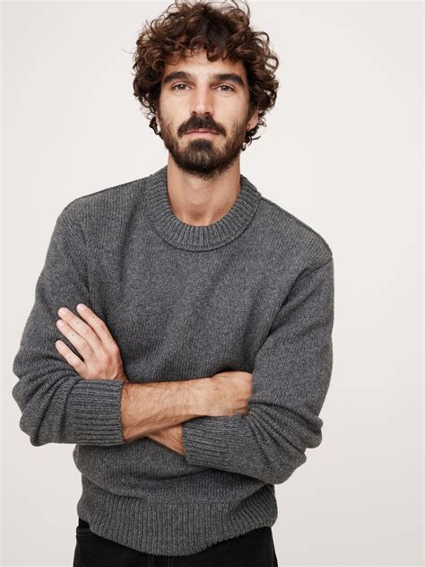 Relaxed Wool-Cotton Crew-Neck Sweater | Banana Republic