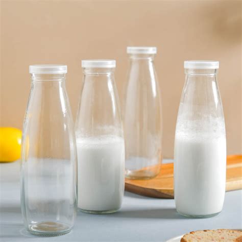 Milk Bottle with Lid Set of 4