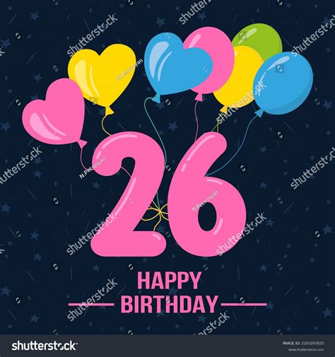 Happy 26th Birthday Happy Birthday Wishes Stock Vector (Royalty Free ...