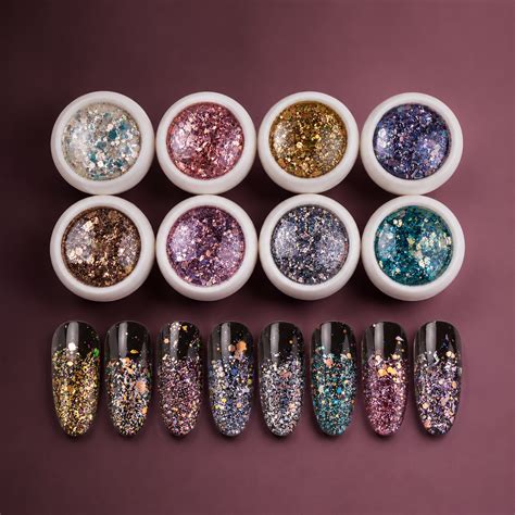Sevyn Colors Myler Glitter Nail Powder Set 08 Iridescent Flake Glitter