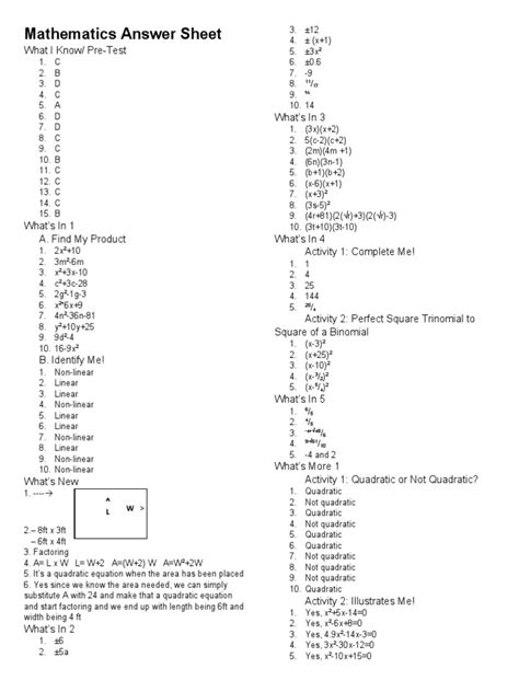 Image result for Math Answer Sheet