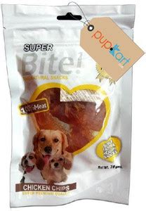 PUPKART Suber Bite Chicken Chips dog snacks 70 gm pack of 2 Chicken Dog ...
