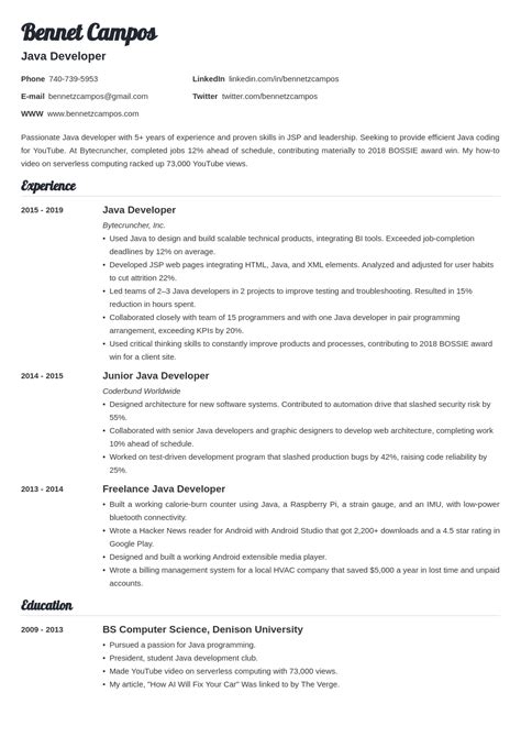 Image result for Java Developer Resume Examples