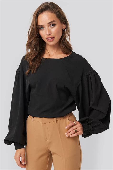 Big Sleeve Blouse Svart | NA-KD