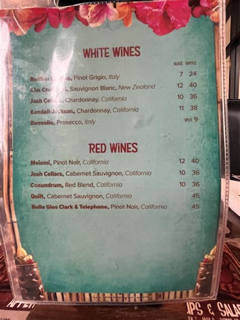 Menu at Hula Moon Tiki Grill pub & bar, Indian Harbour Beach