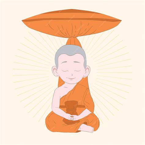 Premium Vector | Hand drawn Cartoon character of Buddhist monks sitting ...