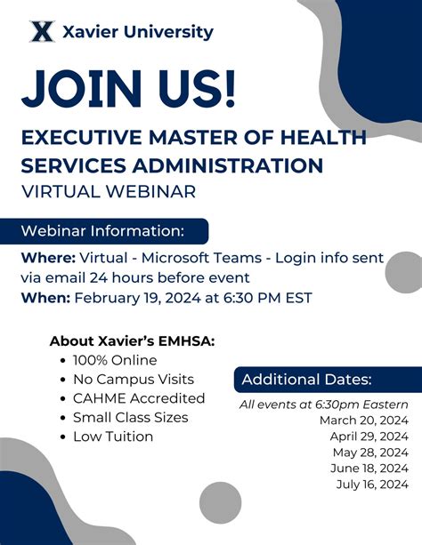 Xavier Health Services Administration (HSA) on LinkedIn: NEXT WEEK! Don ...