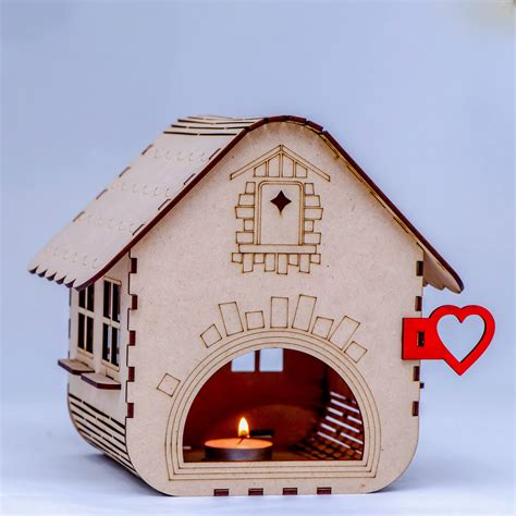 Buy EVERMALL Wooden Tealight Candle Holder, House Shape Candle Holder ...