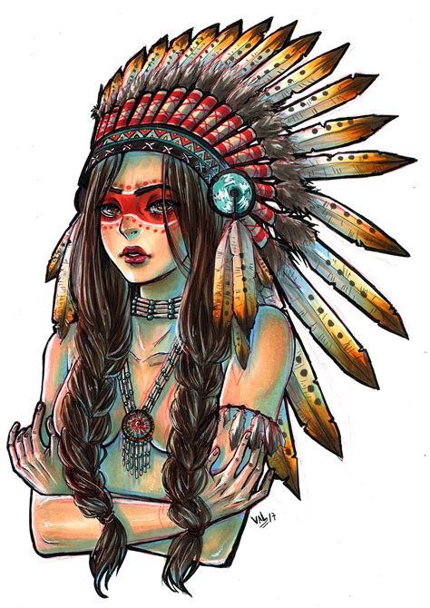 Native American Woman Drawing