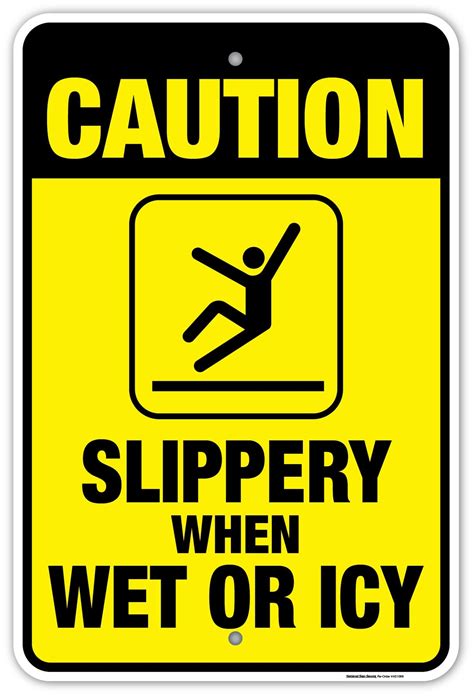 Caution Slippery When Wet or Icy Signs - Aluminum | Made in USA ...