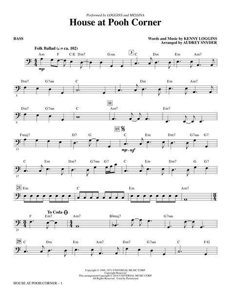 House at Pooh Corner - Bass by Audrey Snyder Sheet Music for Choir ...