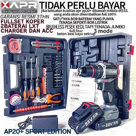 Jual PROMO JAKARTA XAPR BOR CORDLESS TYPE 20+ 88VF 13 MM GEN 4 ...