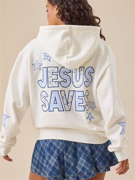 Jesus Saves Star Hoodie in Ivory | Altar'd State