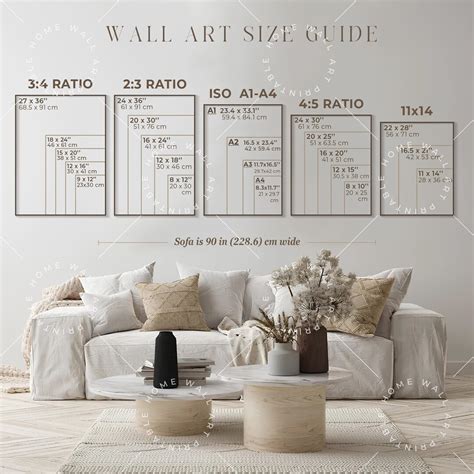Tableau des tailles pour les oeuvres d'art murales, Tableau des tailles ...