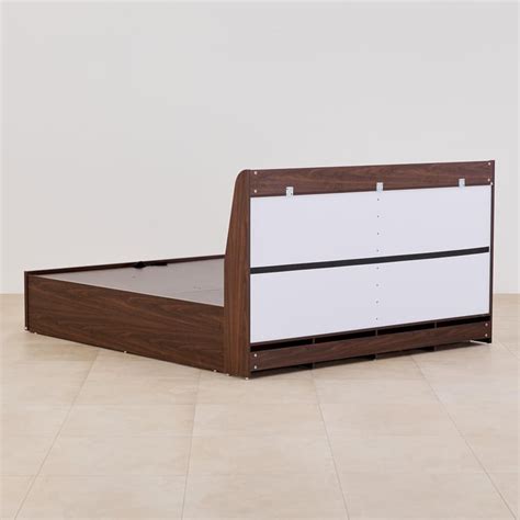 Buy Tulip Queen Bed with Hydraulic and Headboard Storage - Brown and ...
