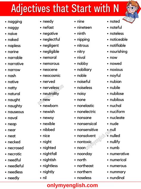 Adjectives that Start with N