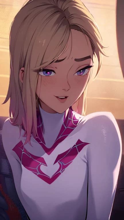 1girl, Spider Gwen, Gwen Stacy, nude but wearing mask, masturbating ...