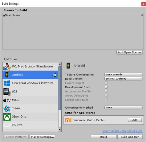 Unity Build for Android Settings 的图像结果