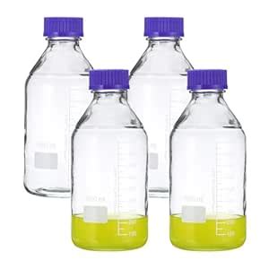 PATIKIL 4 Pack Media Storage Bottles, 1000ml Borosilicate Glass ...